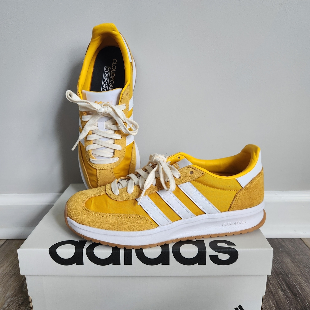Adidas Women's Run 70s 2.0 Yellow & White Retro Cloudfoam Sneakers Size 8.5